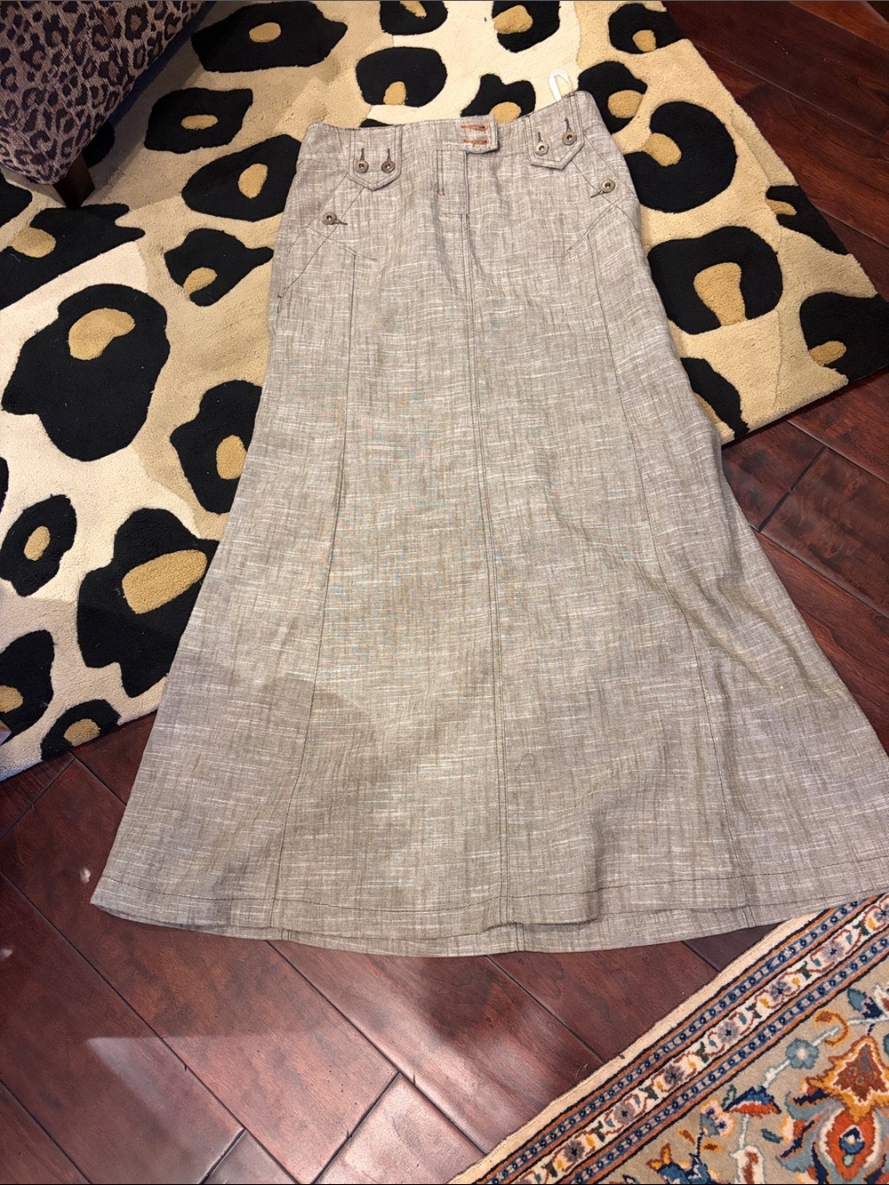 Mexx Neutral Linen-Blend Maxi Skirt in Taupe